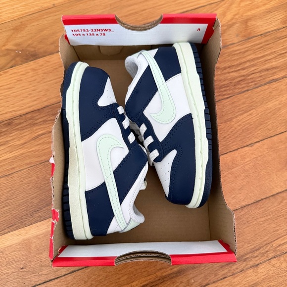 Nike Dunk Low Sail Midnight Navy Volt Tint TD Shoe Size 6C Blue FB9107 127 - Picture 6 of 6